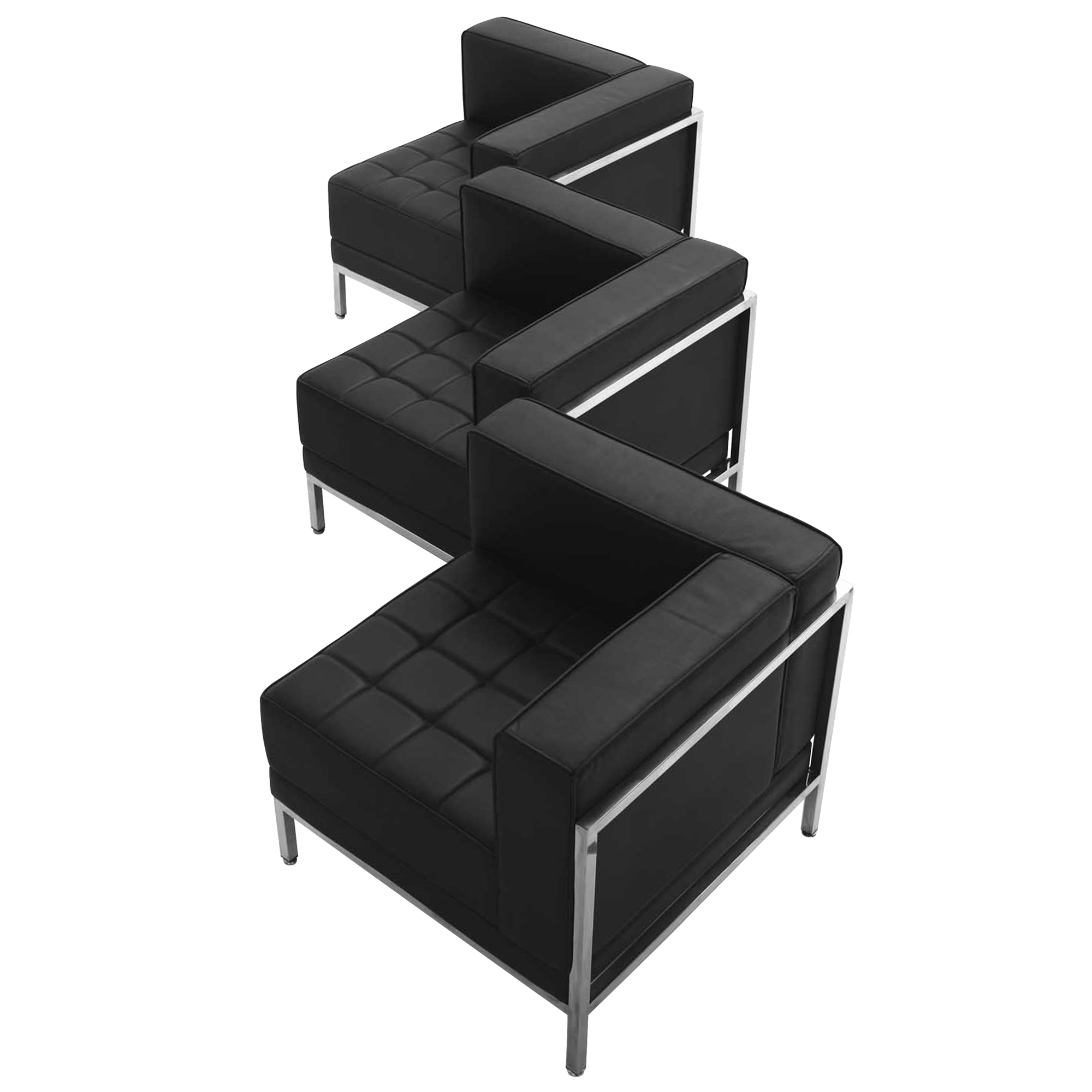 Flash Furniture, Black LeatherSoft 3 Piece Corner Chair Set, Included (qty.) 3 Model# ZBIMAGSET4